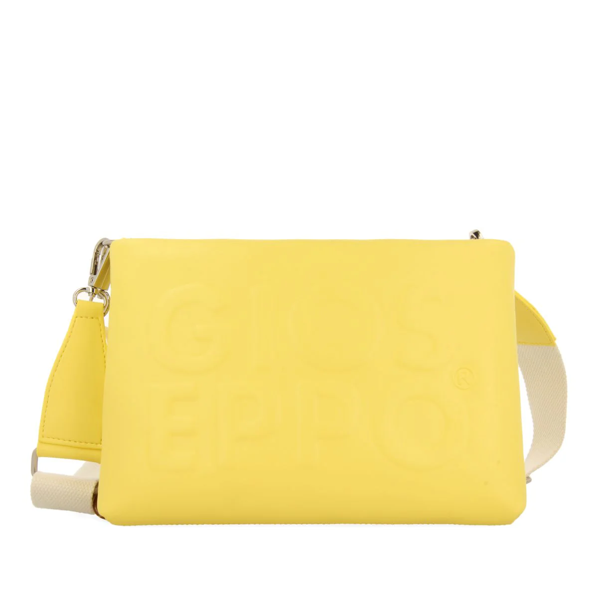 YELLOW HANDBAG WITH MULTICOLOR CHAIN DETAIL NOCATEE