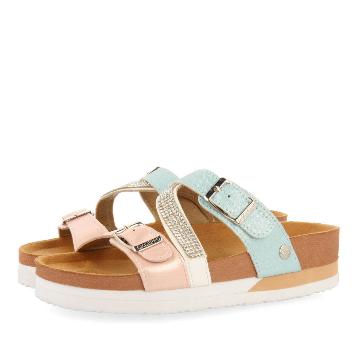 Yvrac girls multicoloured footbed sandals with silver details - Image 2