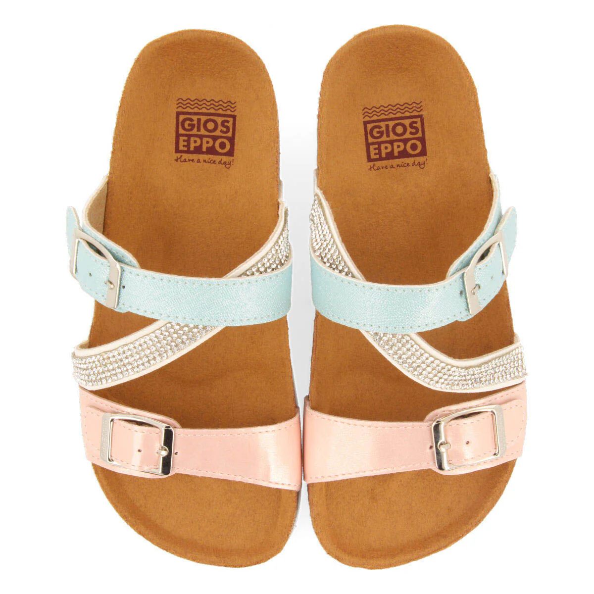 Yvrac girls multicoloured footbed sandals with silver details - Image 3