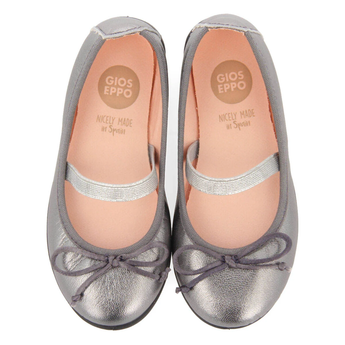 Zeltweg girls' dark silver leather ballet flats - Image 3