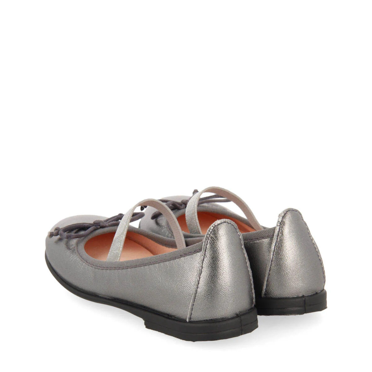 Zeltweg girls' dark silver leather ballet flats - Image 4